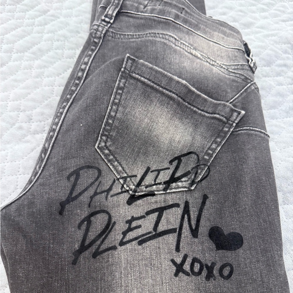 Philipp Plein Charcoal Men's Jeans with Signature Design